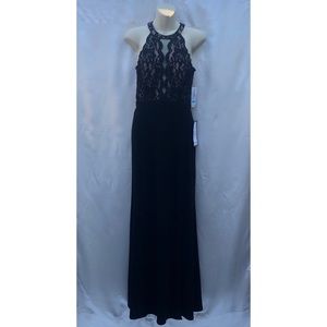 •Black/Nude Lacey long prom dress gown new